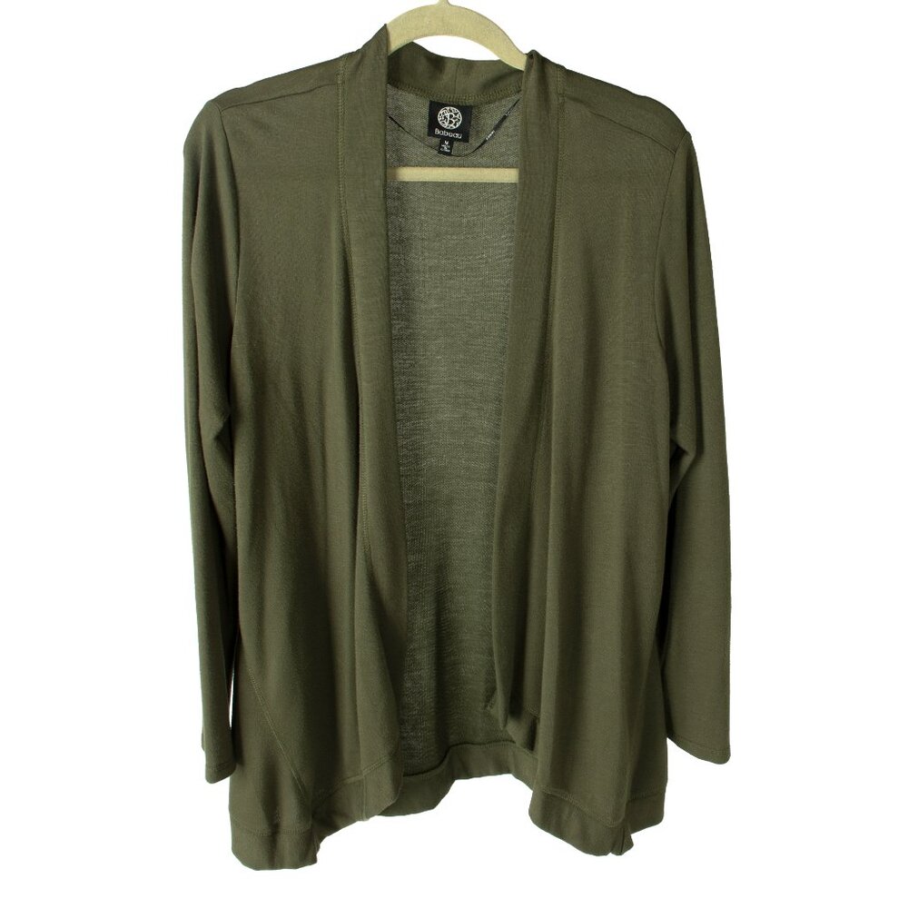 Olive Green Open-Front Cardigan M